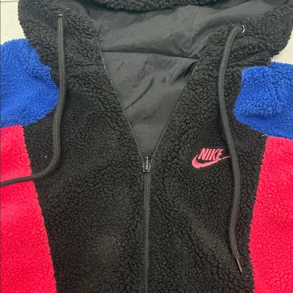 Nike Black and Pink Hooded Vest with Blue Details- M - Picture 3 of 4